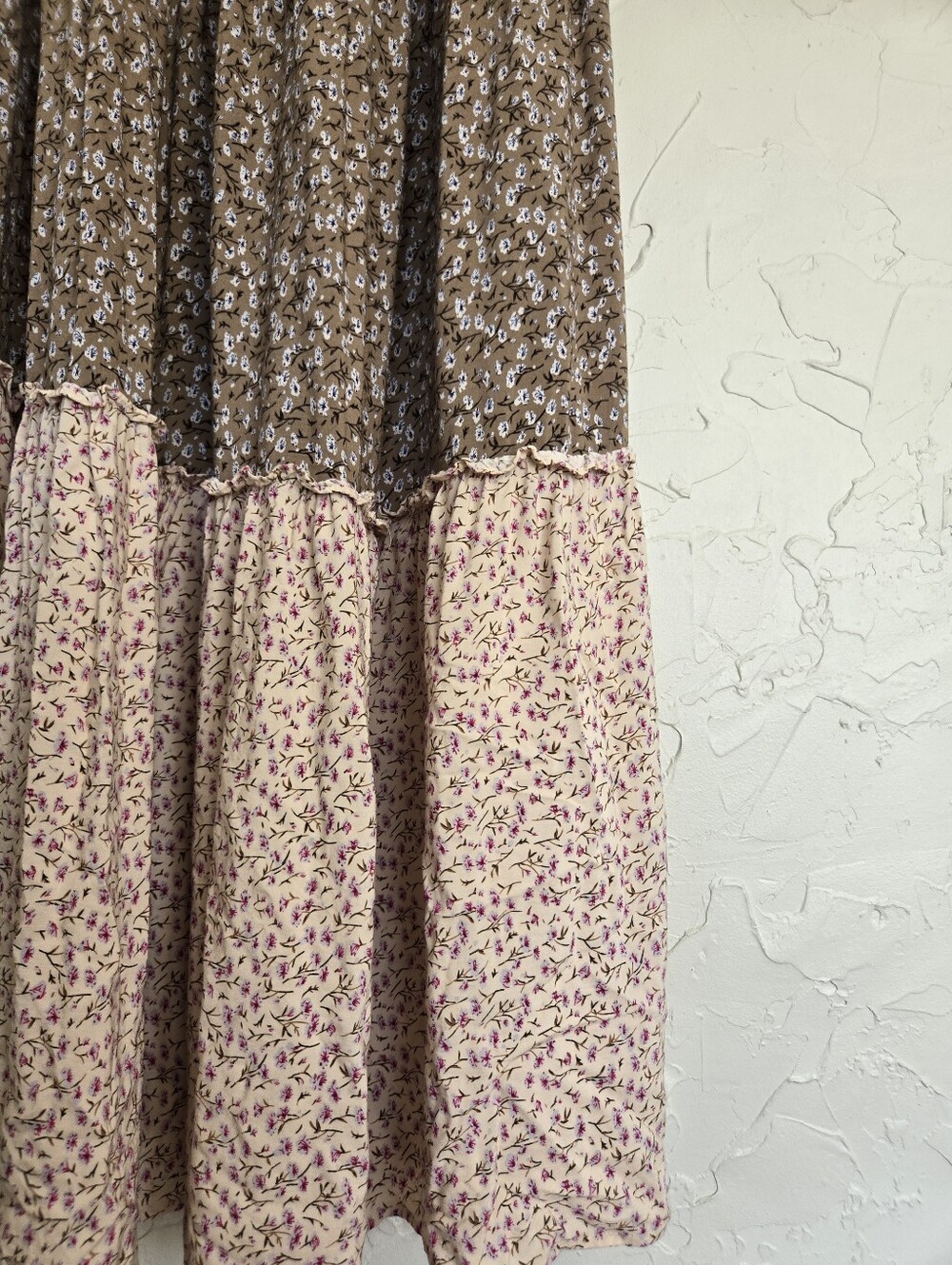 Natural Life Boho Floral Tiered Cream Green Kaia Dress L/XL - Picture 5 of 10